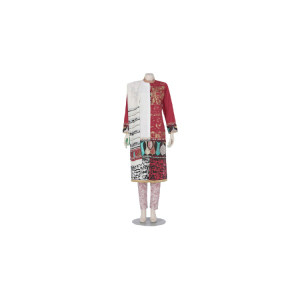 Red Printed Cotton Shalwar Kameez Set