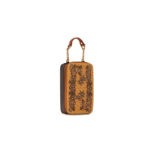 Mustard Erri Embroidered Velvet Party Bag