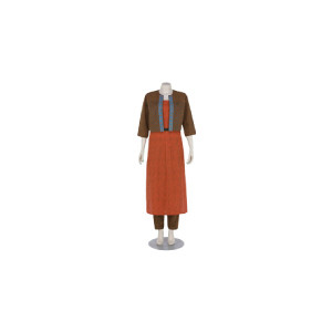 Deep Orange Printed and Embroidered Cotton Shalwar Kameez Coaty Set