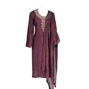 Linen Stitched Shalwar Kamiz with Embroidery & Karchupi Work