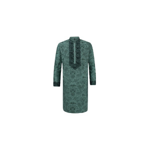Green Printed and Embroidered Joysree Silk Panjabi