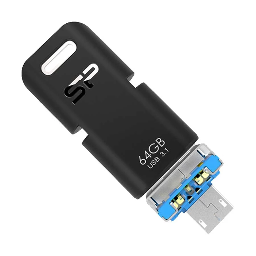 Silicon Power Mobile C50 64GB USB 3.2, Micro USB & Type-C OTG Black Pen Drive #SP064GBUC3C50V1K